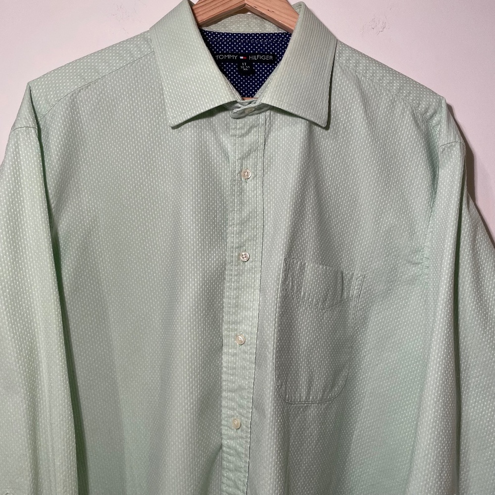 Tommy Hilfiger Mens Long Sleeve Light Green Shirt, Size XL - Picture 3 of 14